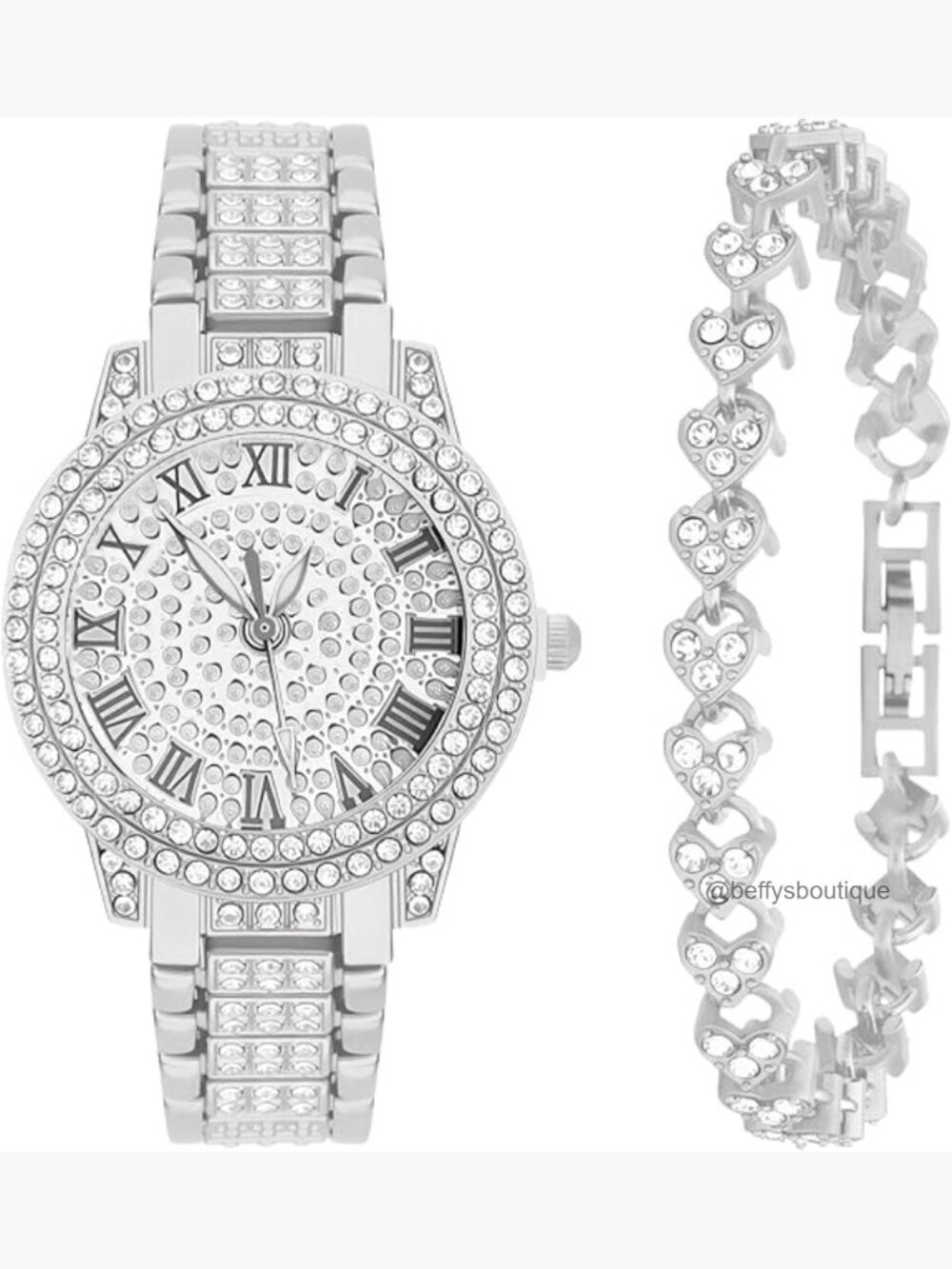 Luxury Cubic Zirconia Watch and Bracelet Set for Women